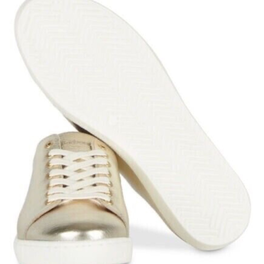 NEW Barbour Women Hallie GOLD Casual Fashion Sneakers LACE UP SHOES LEATHER NIB - Picture 3 of 4
